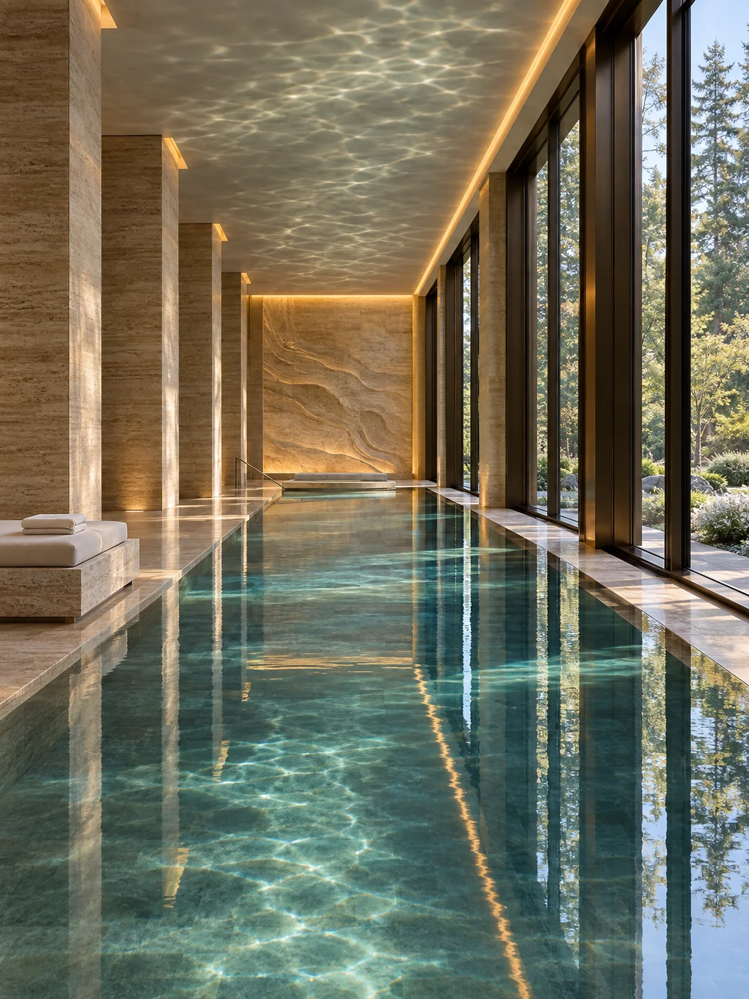 Spa atmosphere concept showing still water and warm natural stone